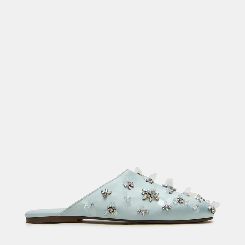 Steve Madden Pearson Slide Blue Satin NWT